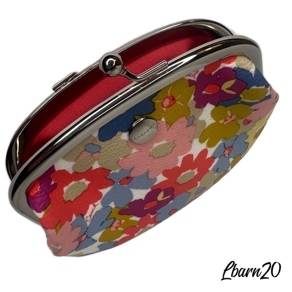 COACH f60270 PEYTON FLORAL COIN PURSE BAG NWOT FLOWER PASTEL RARE - Picture 3 of 8